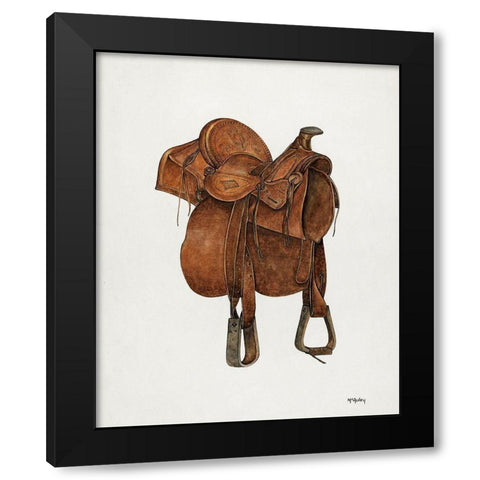 Leather Saddle 1940 Black Modern Wood Framed Art Print with Double Matting by McAuley, William