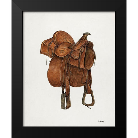Leather Saddle 1940 Black Modern Wood Framed Art Print by McAuley, William