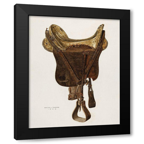 McLellan Saddle 1938 Black Modern Wood Framed Art Print with Double Matting by Praefke, Walter