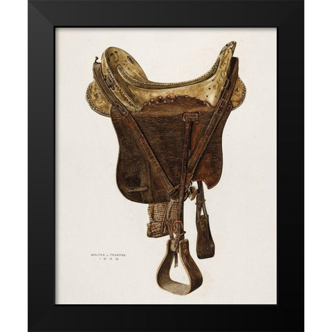 McLellan Saddle 1938 Black Modern Wood Framed Art Print by Praefke, Walter