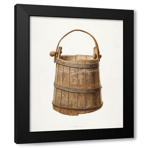 Milk Bucket 1939 Black Modern Wood Framed Art Print with Double Matting by Gielens, Jacob