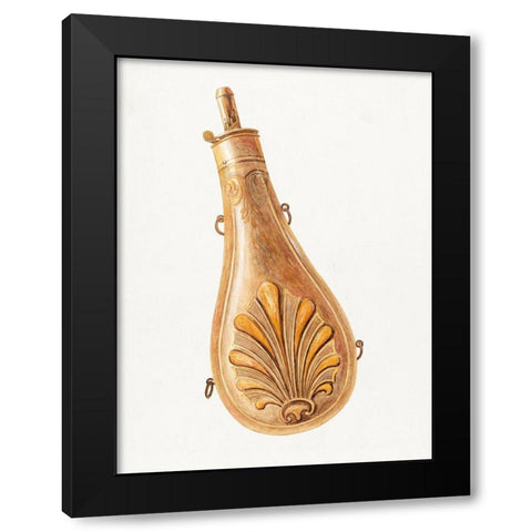 Powder Flask 1935 Black Modern Wood Framed Art Print by Vintage Drawings