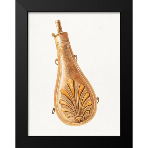 Powder Flask 1935 Black Modern Wood Framed Art Print by Vintage Drawings