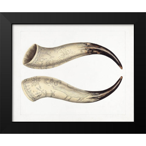 Powder Horn 1938 Black Modern Wood Framed Art Print by Johnston, Annie B.