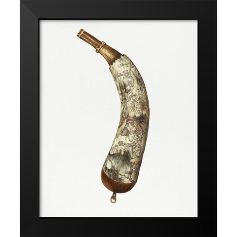Powder Horn 1940 Black Modern Wood Framed Art Print by Towner, Edith
