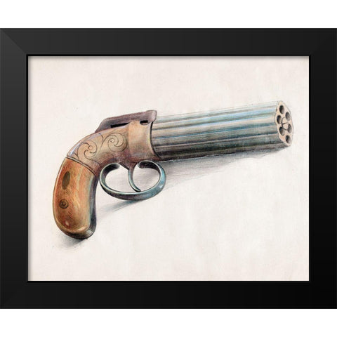 Revolving Pistol 1936 Black Modern Wood Framed Art Print by Schwabe, Erwin
