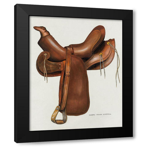 Saddle 1936 Black Modern Wood Framed Art Print by Waddell, Harry Man