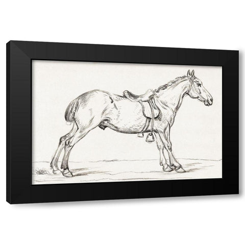 Saddled Horse 1823 Black Modern Wood Framed Art Print with Double Matting by Bernard, Jean