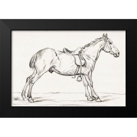 Saddled Horse 1823 Black Modern Wood Framed Art Print by Bernard, Jean