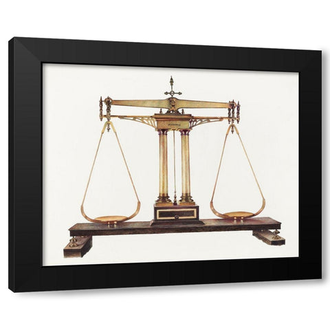 Scales for Weighing Gold 1940 Black Modern Wood Framed Art Print with Double Matting by Taylor, Robert W.R.