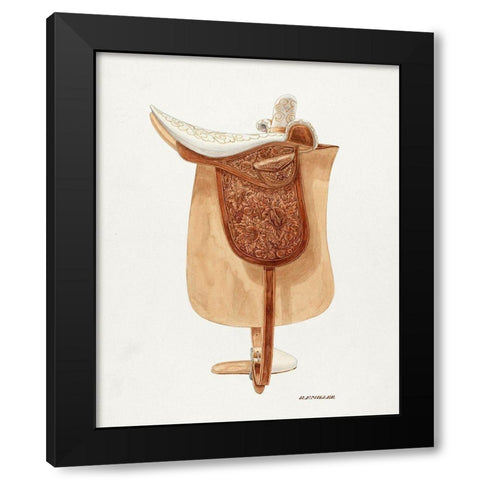 Side Saddle 1938 Black Modern Wood Framed Art Print by Miller, Randolph F.