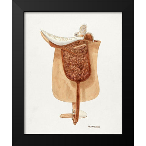 Side Saddle 1938 Black Modern Wood Framed Art Print by Miller, Randolph F.
