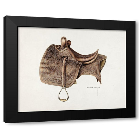 Side Saddle 1939 Black Modern Wood Framed Art Print with Double Matting by Semple, Bertha