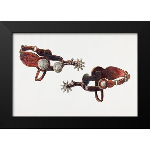 Silver Dollar Spurs 1938 Black Modern Wood Framed Art Print by Smith, Cecil