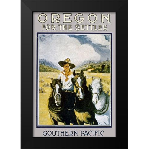 Southern Pacific Settler Brochure Black Modern Wood Framed Art Print by Vintage Drawings