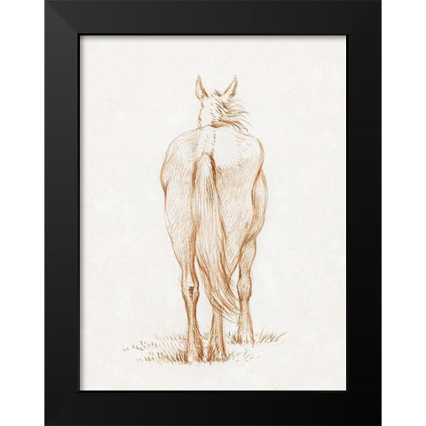 Standing Horse 1815 Black Modern Wood Framed Art Print by Bernard, Jean