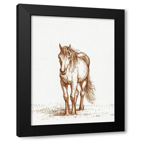 Standing Horse 1816 Black Modern Wood Framed Art Print by Bernard, Jean