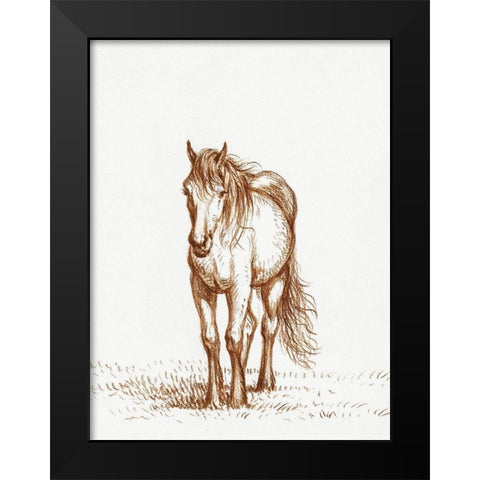 Standing Horse 1816 Black Modern Wood Framed Art Print by Bernard, Jean