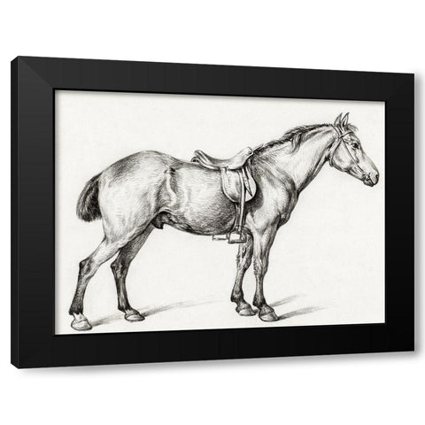 Standing Horse II Black Modern Wood Framed Art Print by Bernard, Jean