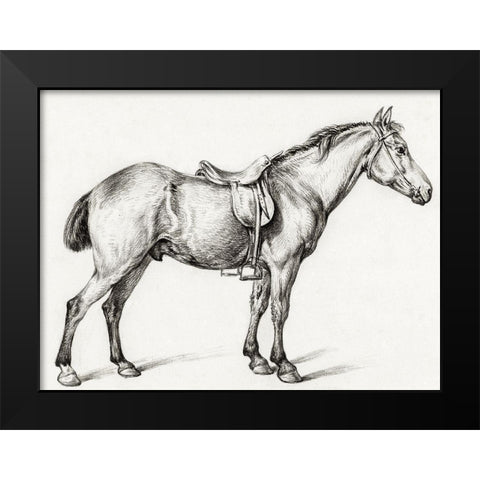 Standing Horse II Black Modern Wood Framed Art Print by Bernard, Jean