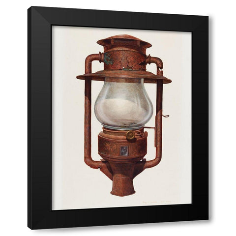 Street Post Lamp 1942 Black Modern Wood Framed Art Print by Henderer, Regina