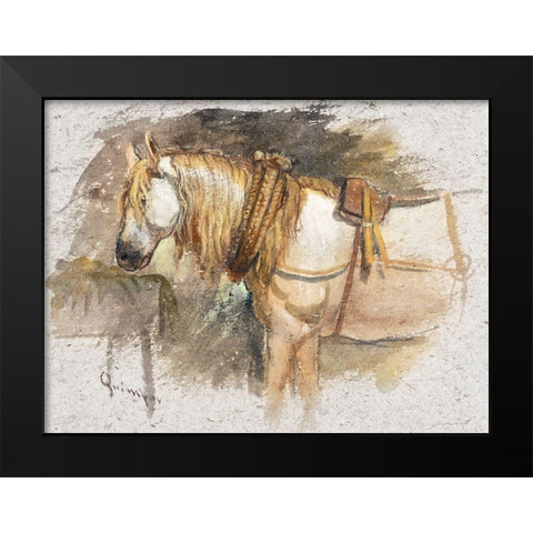 Study of a Horse-Brittany 1873 Black Modern Wood Framed Art Print by Colman, Samuel