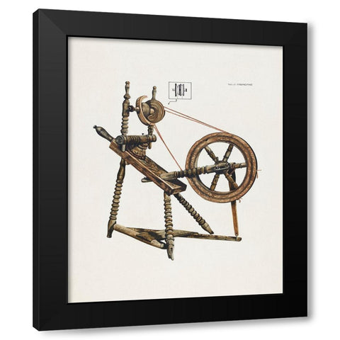 Toy Spinning Wheel 1937 Black Modern Wood Framed Art Print by Praefke, Walter