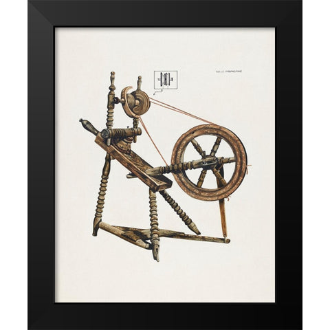 Toy Spinning Wheel 1937 Black Modern Wood Framed Art Print by Praefke, Walter