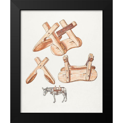 Unrigged Pack Saddle 1932 Black Modern Wood Framed Art Print by Vintage Drawings