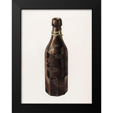 Weiss Beer Bottle 1939 Black Modern Wood Framed Art Print by Stroh, Herman O.