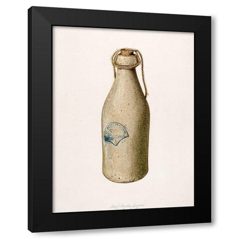 Weiss Beer Bottle 1939 Black Modern Wood Framed Art Print by Lemcke, Lloyd Charles