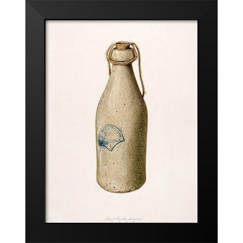 Weiss Beer Bottle 1939 Black Modern Wood Framed Art Print by Lemcke, Lloyd Charles