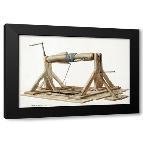 Well with Movable Beam 1937 Black Modern Wood Framed Art Print with Double Matting by Claflin, Majel G.