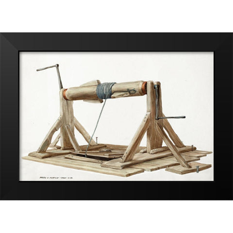 Well with Movable Beam 1937 Black Modern Wood Framed Art Print by Claflin, Majel G.