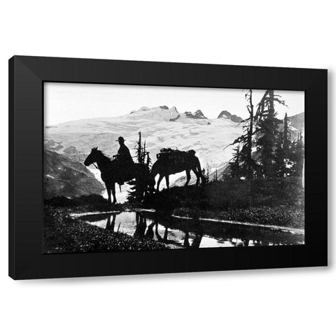 Silhouette of Wilderness Ranger Black Modern Wood Framed Art Print with Double Matting by Vintage Photography