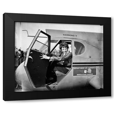 Amelia Earhart 1936 Black Modern Wood Framed Art Print with Double Matting by Vintage Photography