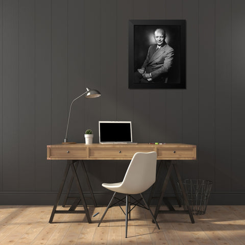 Dwight D Eisenhower Black Modern Wood Framed Art Print by Vintage Photography