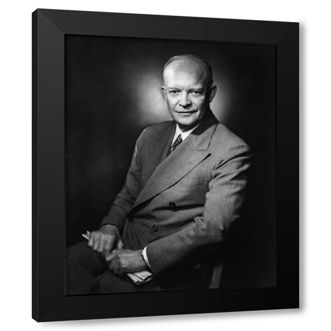 Dwight D Eisenhower Black Modern Wood Framed Art Print by Vintage Photography