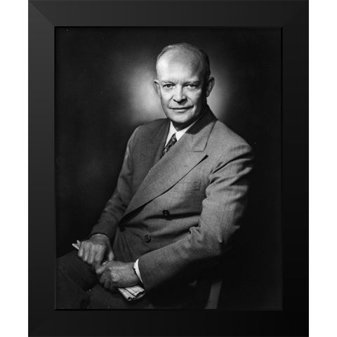 Dwight D Eisenhower Black Modern Wood Framed Art Print by Vintage Photography