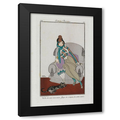 Fashion Drawing Jacket and skirt Black Modern Wood Framed Art Print with Double Matting by Wegener, Gerda