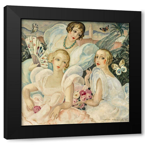 Les femmes fatales Black Modern Wood Framed Art Print by Wegener, Gerda