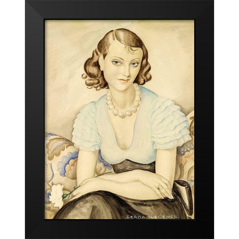 Portrait of a young woman Black Modern Wood Framed Art Print by Wegener, Gerda