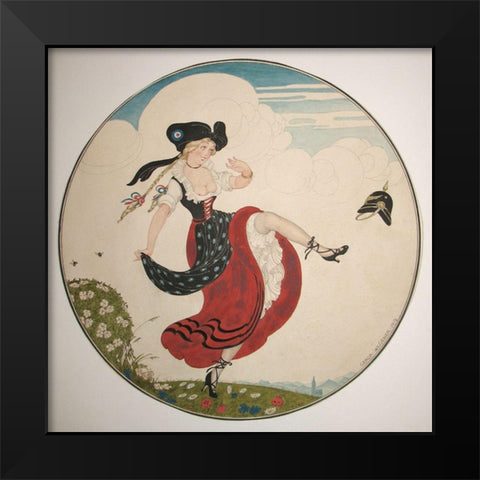 The Kick Black Modern Wood Framed Art Print by Wegener, Gerda