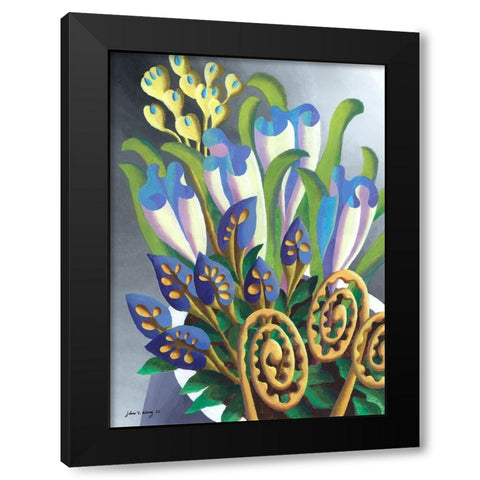 Dream Flowers V Black Modern Wood Framed Art Print by Wang, John Z.