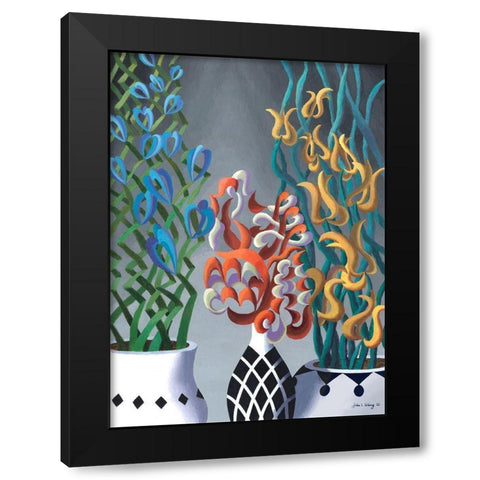 Dream Flowers VI Black Modern Wood Framed Art Print by Wang, John Z.