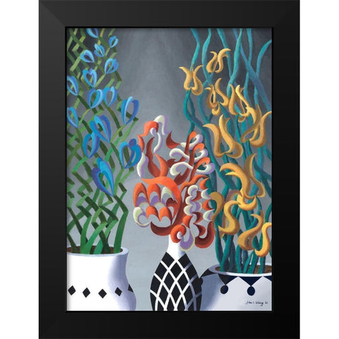 Dream Flowers VI Black Modern Wood Framed Art Print by Wang, John Z.
