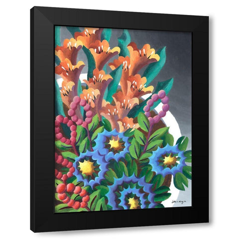 Dream Flowers VII Black Modern Wood Framed Art Print with Double Matting by Wang, John Z.