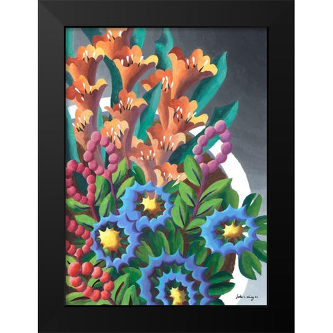 Dream Flowers VII Black Modern Wood Framed Art Print by Wang, John Z.