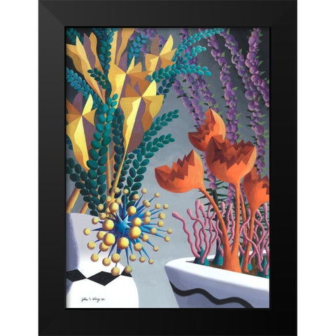 Dream Flowers VIII Black Modern Wood Framed Art Print by Wang, John Z.