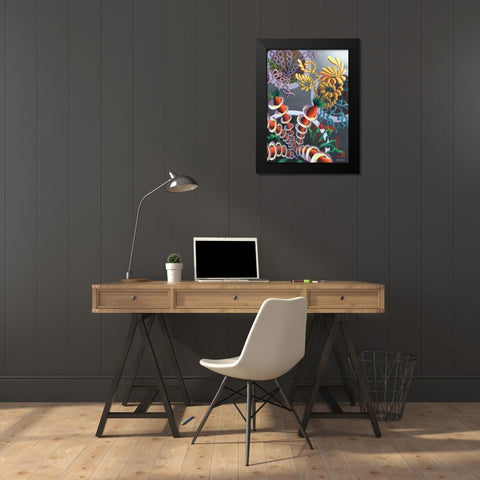 Dream Flowers IX Black Modern Wood Framed Art Print by Wang, John Z.
